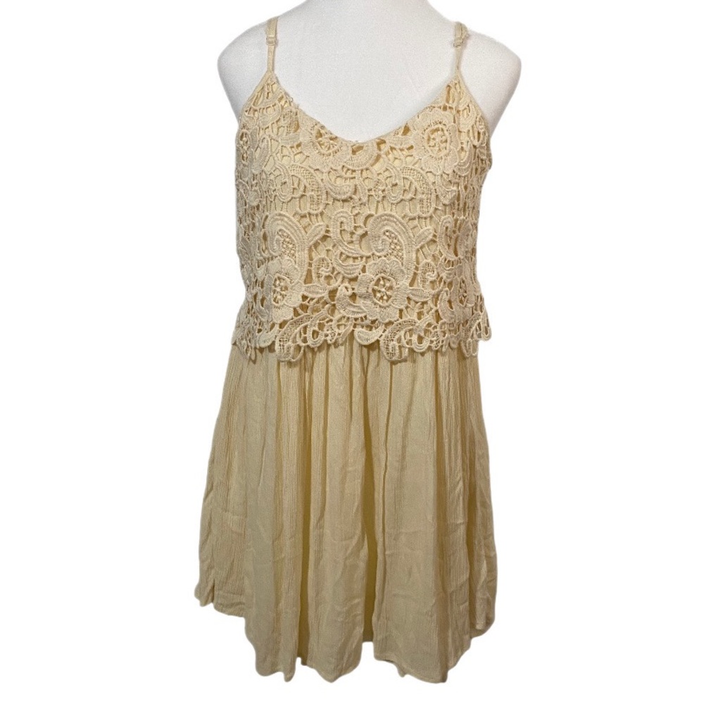 Three Hearts Babydoll Lace Embroidered Dress Juniors Size Medium Boho Coquette